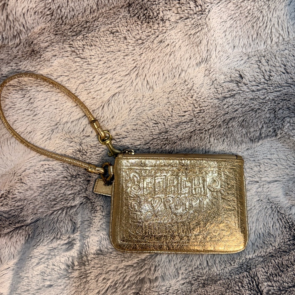 Gold Coach poppy Wristlet